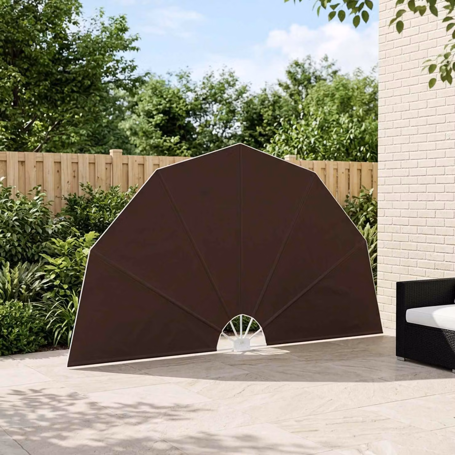 vidaXL Schermo di Privacy per Balcone Ø 400 cm Poliestere Marrone