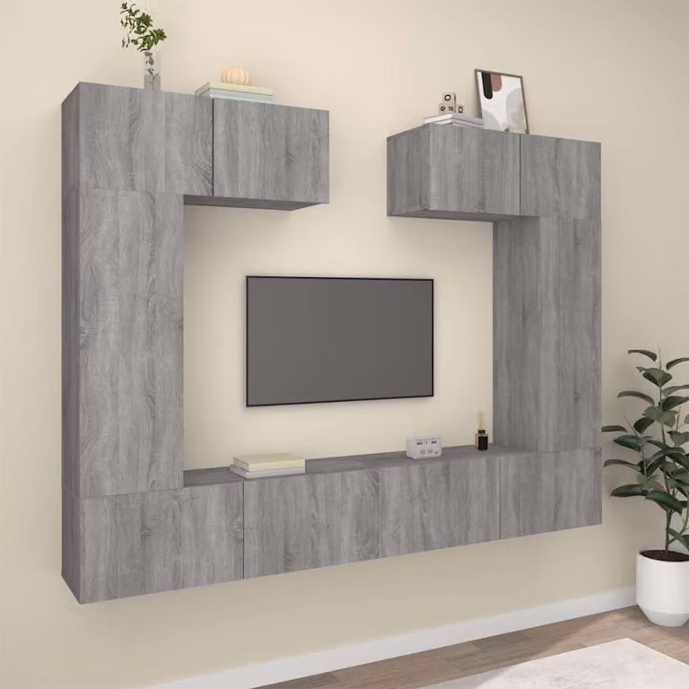 vidaXL Set di Mobili Porta TV 6 pz Grigio in Legno e MDF per Soggiorno