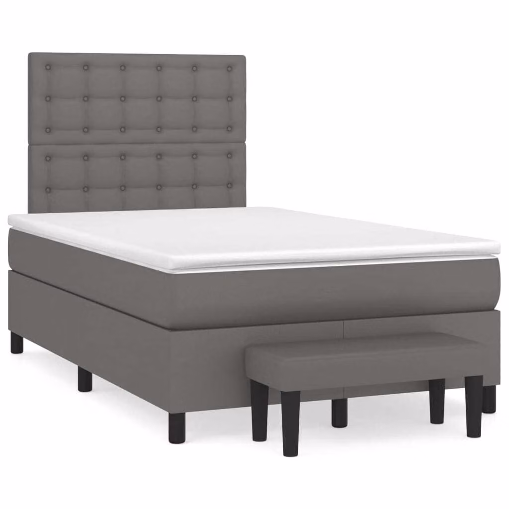 Giroletto a Molle con Materasso Grigio 120x200 cm in Pelle finta