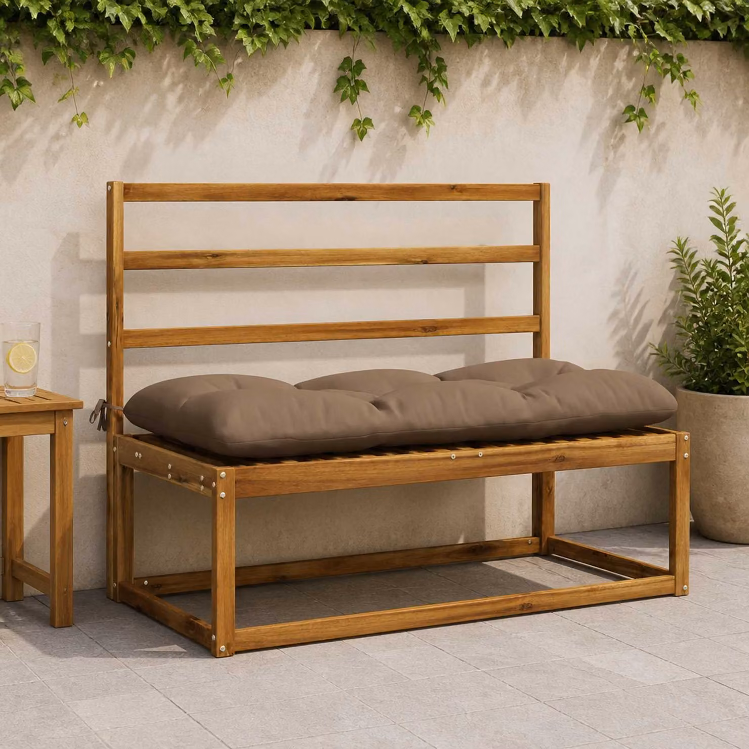 Cuscino per panchina vidaXL VIANEN in poliestere con rivestimento rimovibile e resistente ai raggi UV, disponibile in beige, grigio o marrone