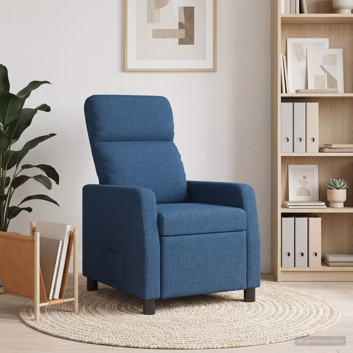 Poltrona reclinabile relax vidaXL in tessuto blu con braccioli e struttura moderna