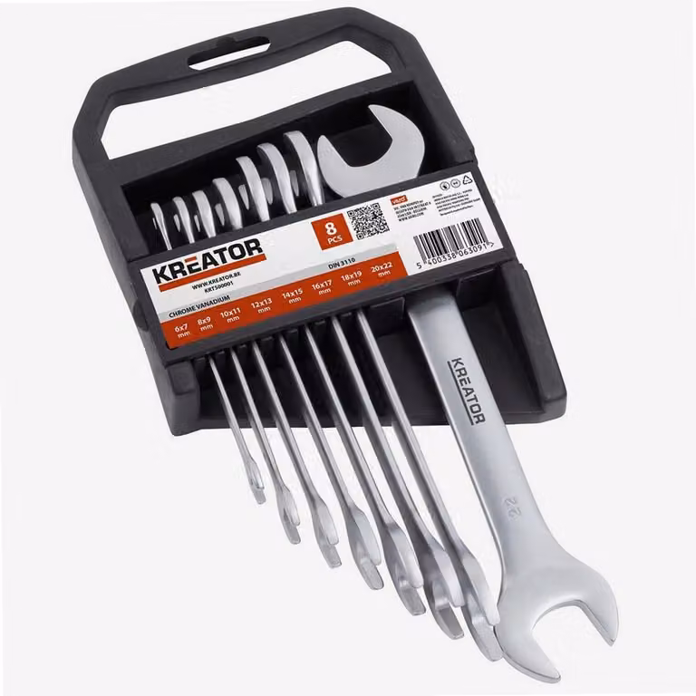 Set di 8 chiavi a Esagono esagonali piatte, da 6 a 22 mm, marca Kreator