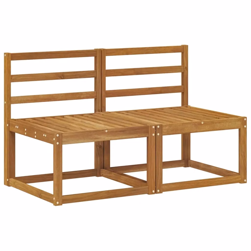 Set di 2 pezzi di divani centrali da esterno vidaXL in legno di acacia massello marrone L: 118 cm, P: 73 cm, H: 63 cm – 2