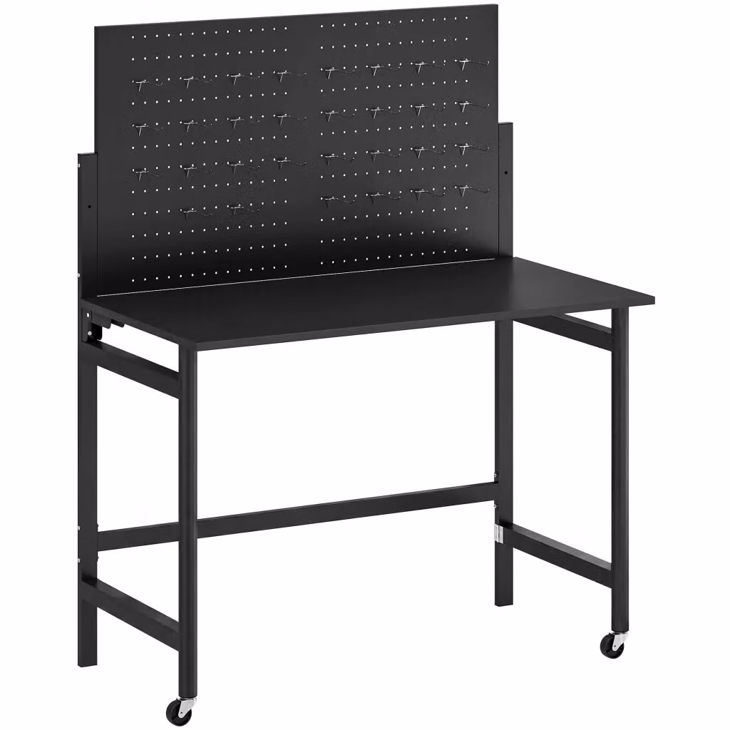 Banco da Lavoro Mobile Pieghevole Xylo con Pannello Forato in Acciaio Nero L: 120 cm, P: 62 cm, H: 20,6 cm – 2