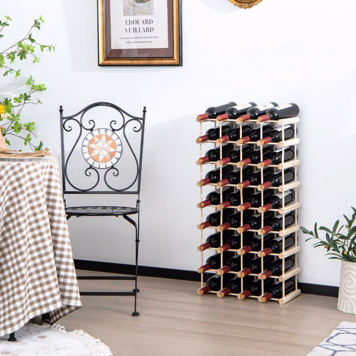 Portabottiglie Costway in legno massello marrone con 5 livelli per 36 bottiglie di vino
