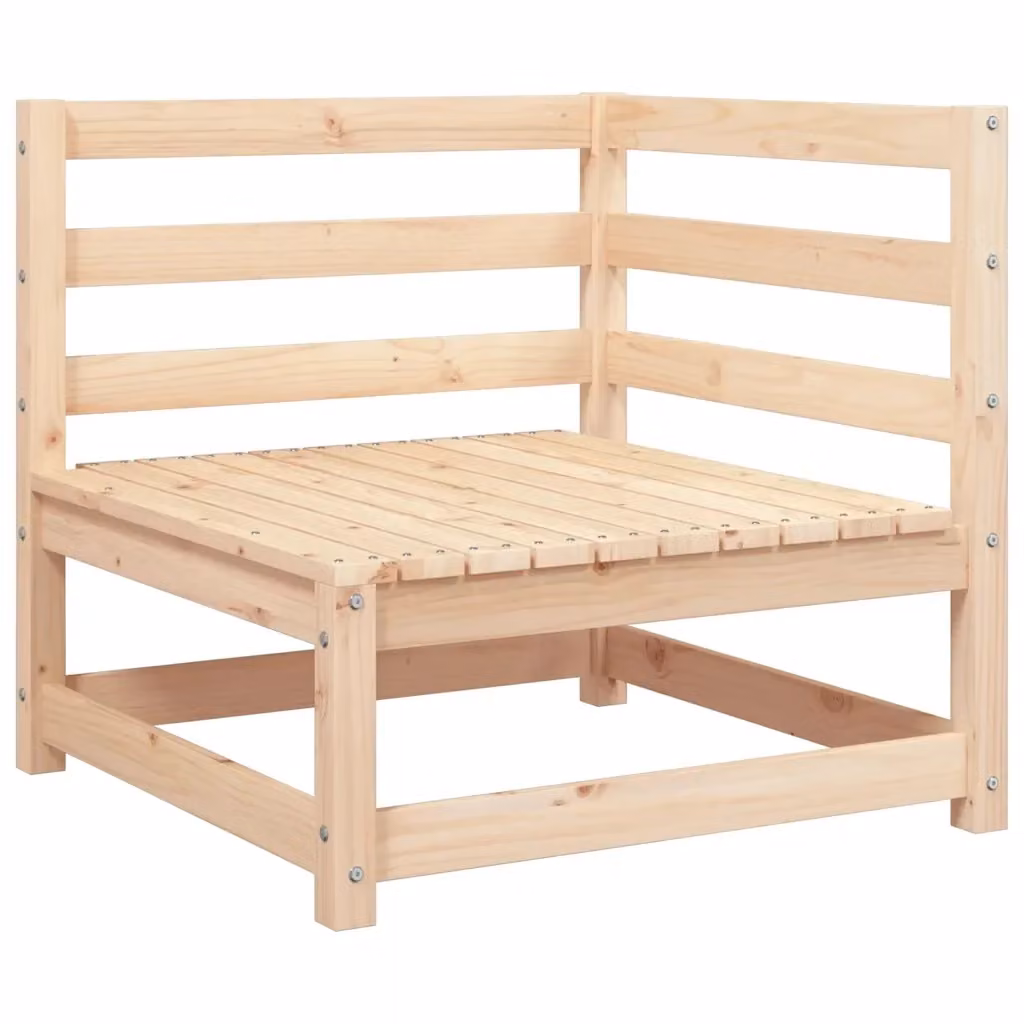 Divano Angolare da Giardino Design Mania in Legno Massello di Pino con Cuscini Beige L/P/H: 70 x 70 x 67 cm – 2
