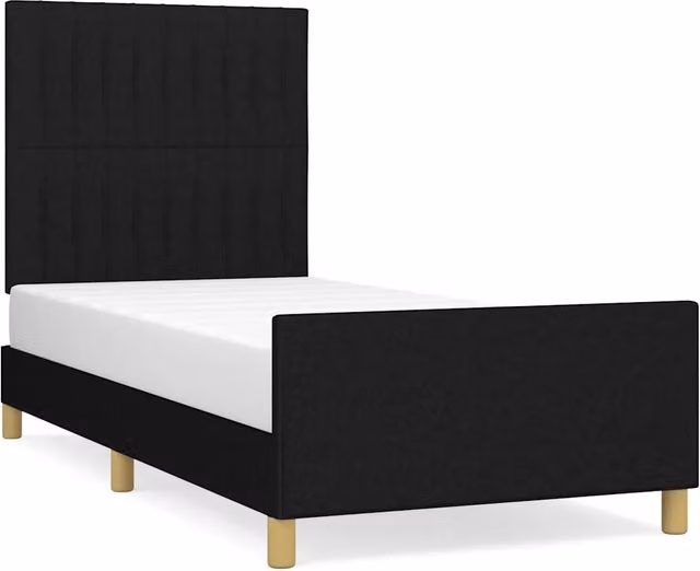Letto singolo moderno in tessuto nero con struttura in legno di larice L/P/H: 200 x 80 x 83 cm