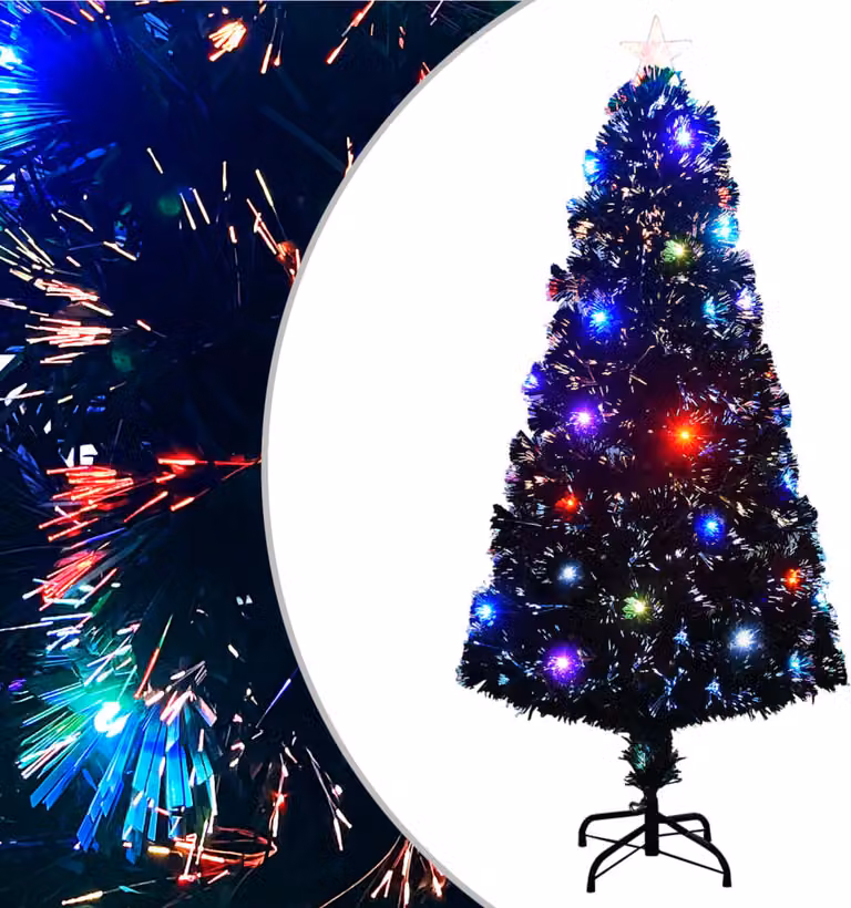 The Living Store Albero di Natale artificiale con supporto/LED 150 cm in fibra ottica