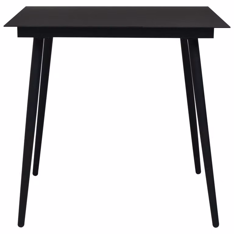 Tavolo da Giardino Nero 80x80x74 cm in Acciaio e Vetro