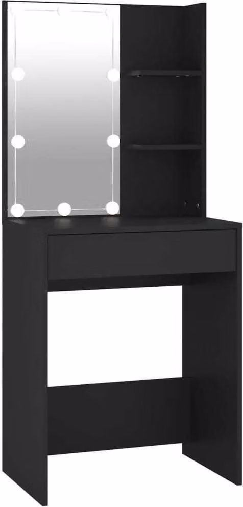 Toeletta con LED Nero 60x40x140 cm