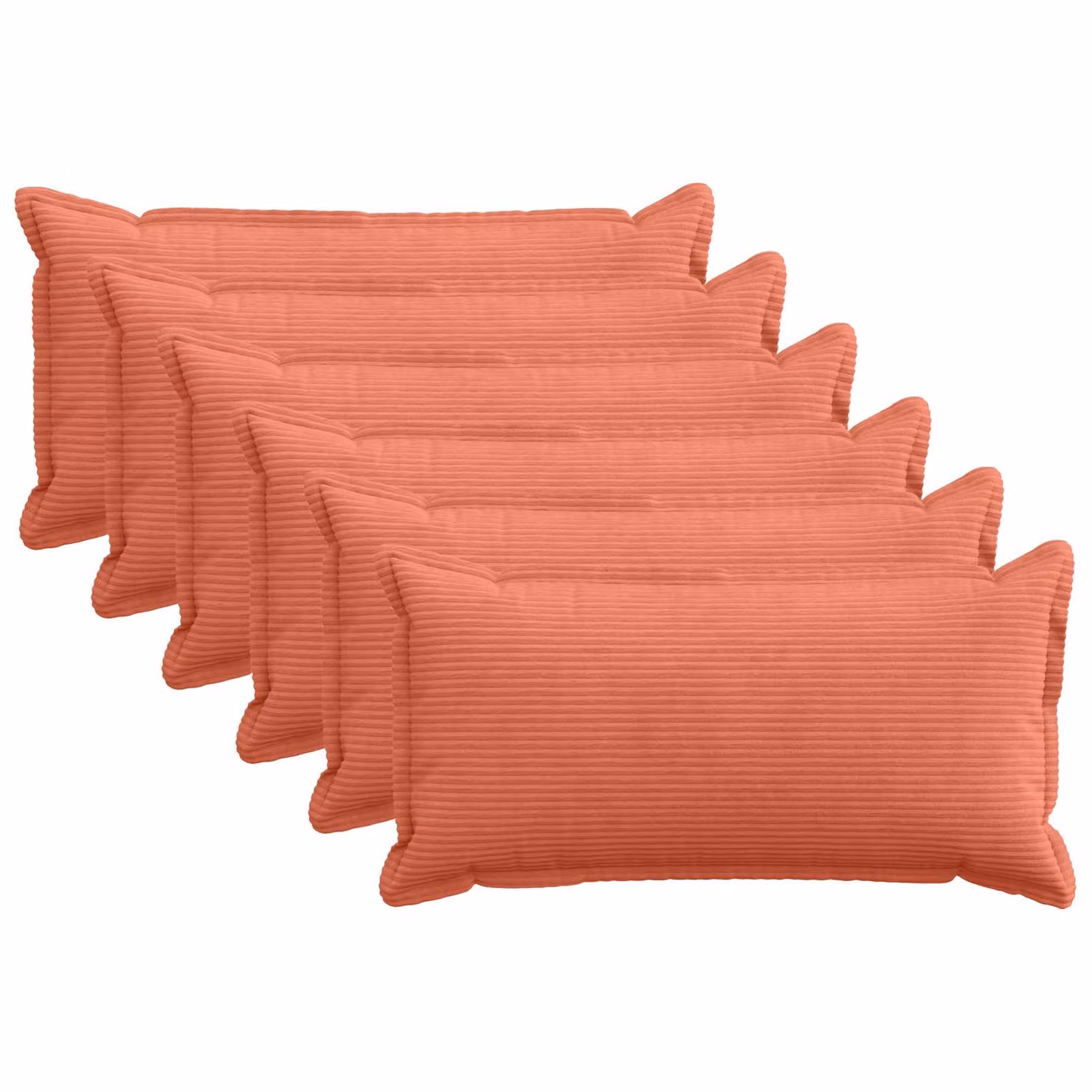 Set di 6 federe vidaXL HOUTEN in velluto a coste, colori rosso e arancio, L 80 x P 40 cm