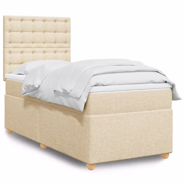 Letto Ibrido Moderno vidaXL con Illuminazione Sotto il Letto e Porta USB, Colore Beige e Bianco, L/P: 200 x 100 cm