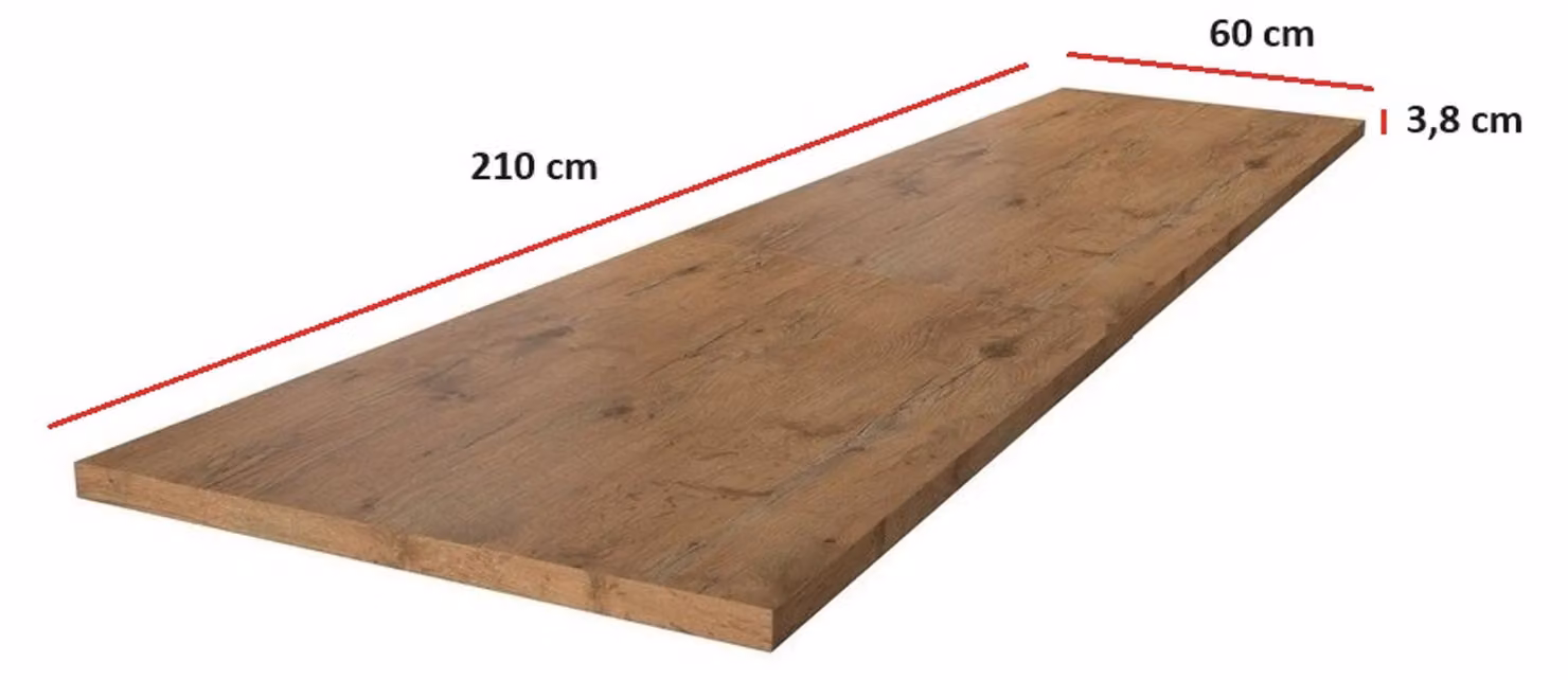 Piano di lavoro 210 cm, 38 mm, angolo cottura, blocco cucina in rovere Lancelot, cucina Vigo