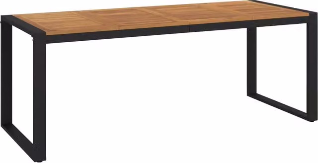 Tavolo Giardino | Tavolino da esterno con Gambe a U 200x90x75cm Legno Massello Acacia