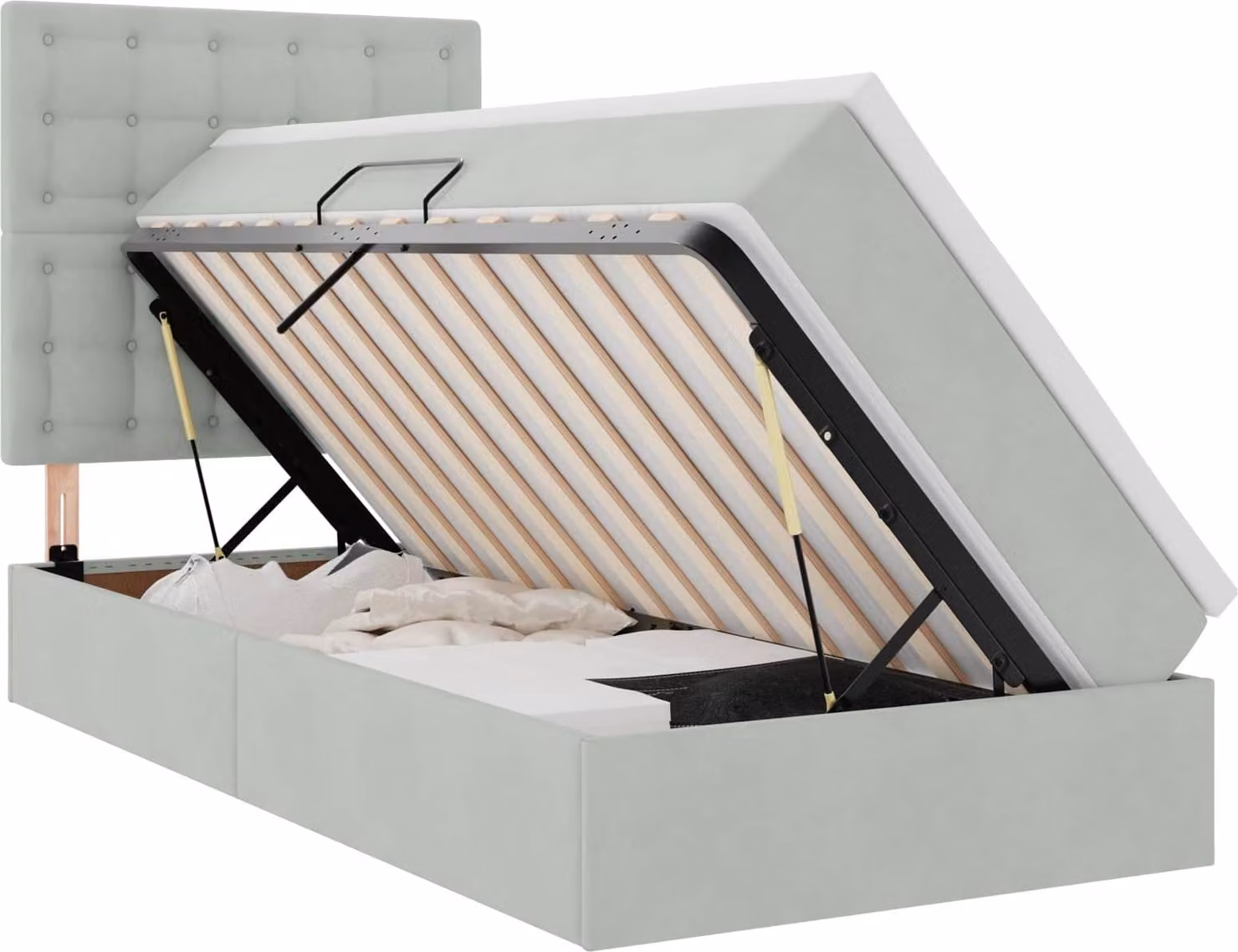 Letto con contenitore LED e materasso Grigio Chiaro