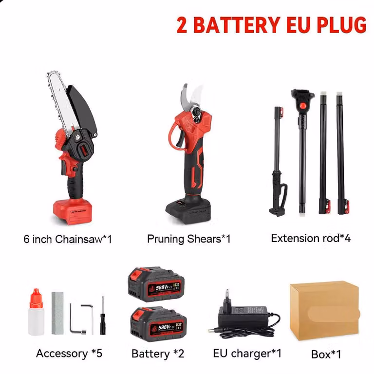 Attrezzo multifunzione 3-in-1: decespugliatore a batteria, motosega a batteria, potatore a batteria, sega telescopica, senza fili, 3500W