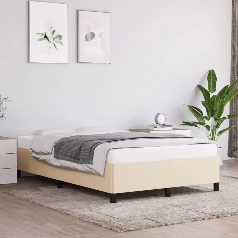 Giroletto vidaXL senza materasso in tessuto beige con struttura in legno e doghe L/P: 120 x 200 cm