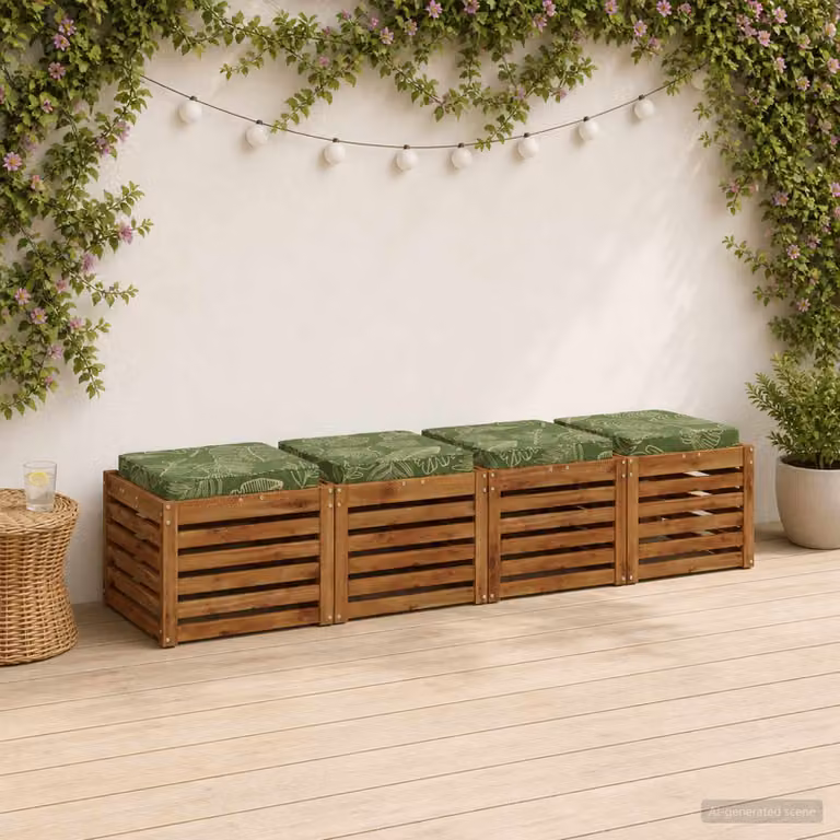 Set di 4 cuscini per sedia vidaXL VUGHT in poliestere, colore verde, design moderno e rettangolare con rivestimento rimovibile e lavabile