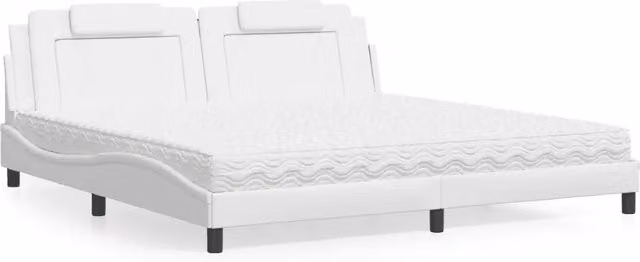 Letto Viana vidaXL con materasso bianco in similpelle e tessuto L/P/H: 205 x 218 x 74,5 cm