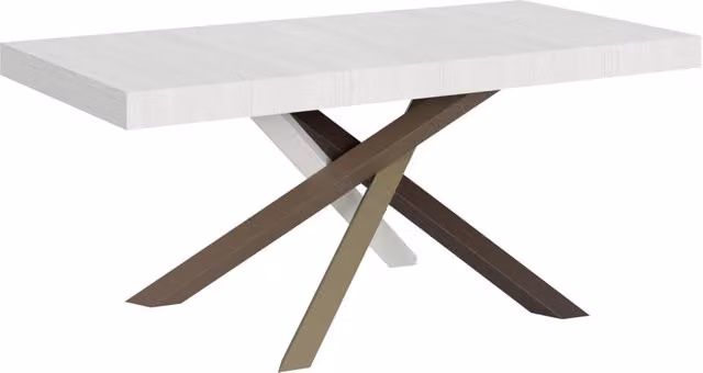 Tavolo allungabile Volta Bs Com bianco frassino con telaio a X L: 90 cm, P: 200-304 cm