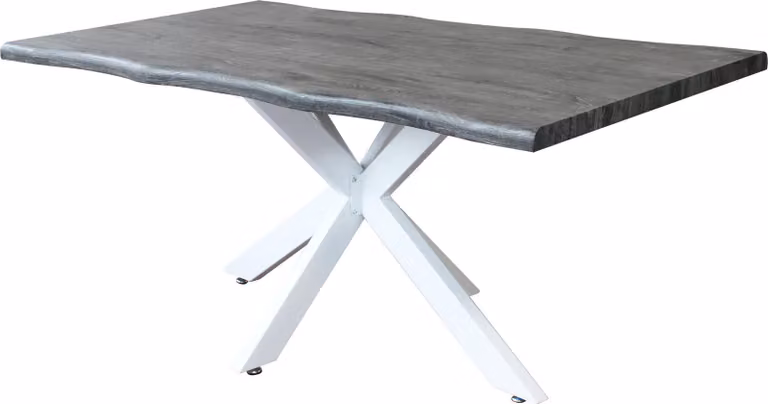Milani Home - tavolo da pranzo fisso 160 x 90 x 75 cm, grigio, piano melaminico effetto pietra