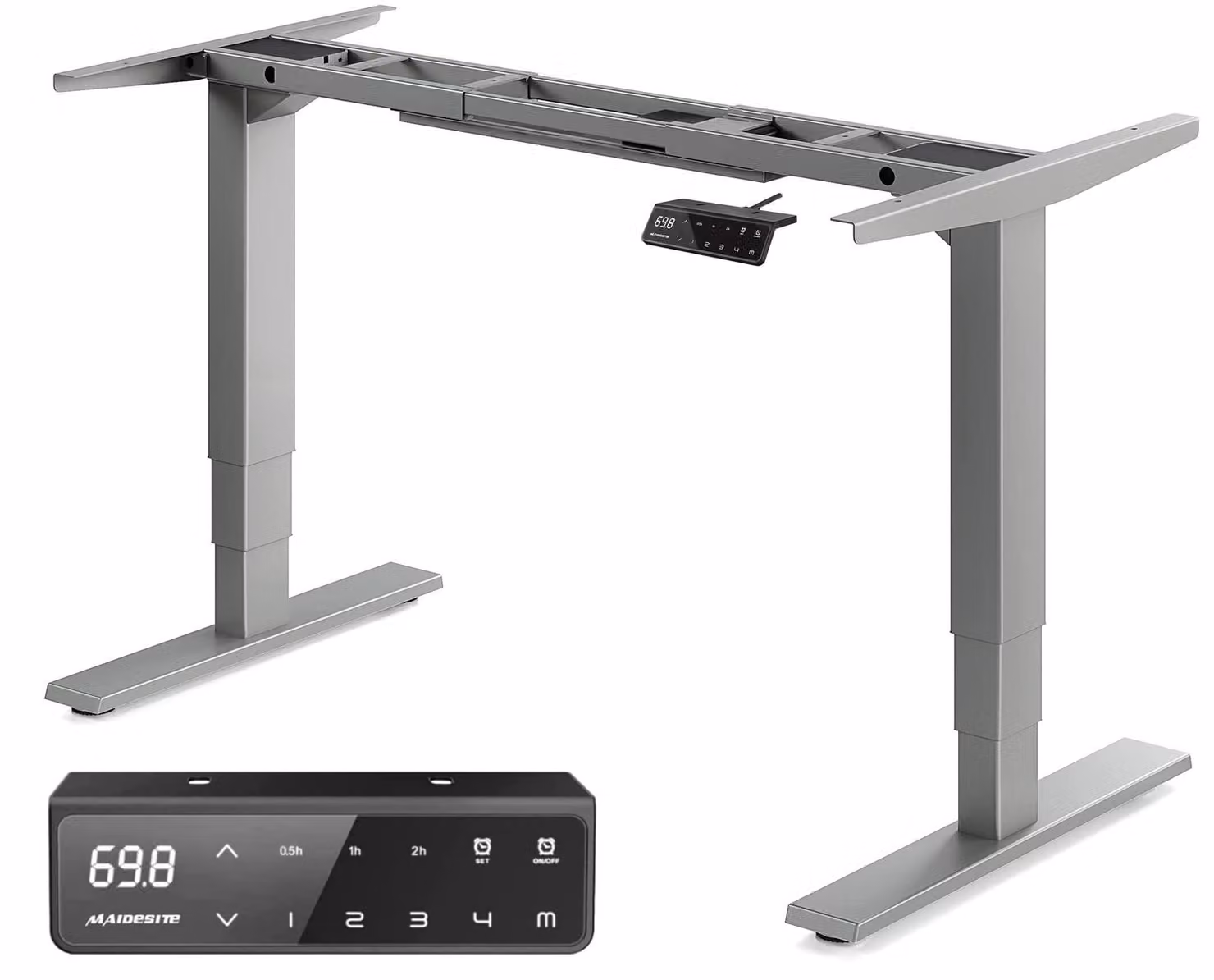 Struttura regolabile elettricamente per scrivania - Altezza regolabile da 62 a 125 cm - Larghezza 180 cm - Metallo grigio - Ufficio