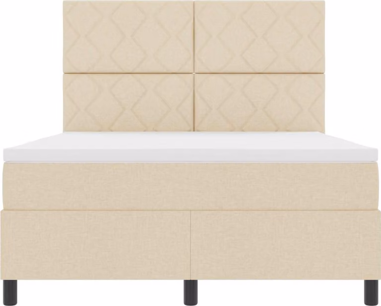 Maison Exclusive - Letto boxspring con strisce luminose a LED, color crema, 160 x 200 cm, rivestimento in tessuto