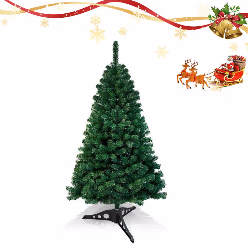 Clanmacy 120cm albero di Natale artificiale, albero di Natale con supporto in metallo, albero di Natale 220 punte aghi in PVC, albero di Natale artificiale sistema pieghevole verde