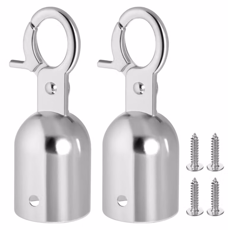 Set di 2 cappucci per corda in acciaio inossidabile con moschettoni, color argento