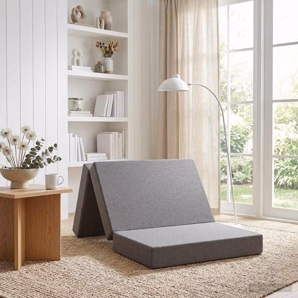 vidaXL Divano Letto Pieghevole Moderno in Tessuto Grigio L: 80 cm, P: 67 cm, H: 45 cm