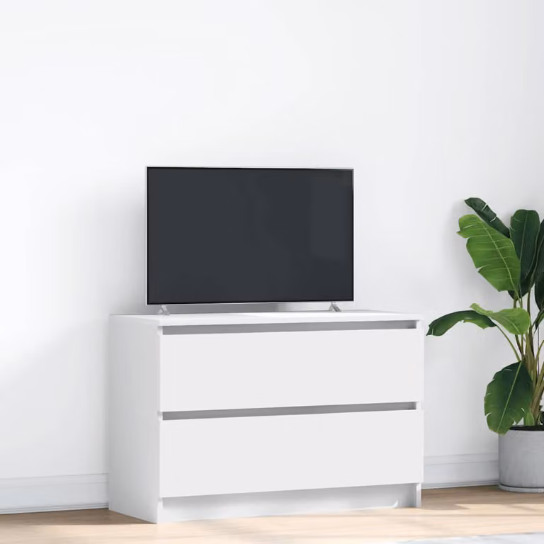 vidaXL Mobile Porta TV Bianco in Legno Multistrato e MDF L: 80 cm, P: 35 cm, H: 54 cm