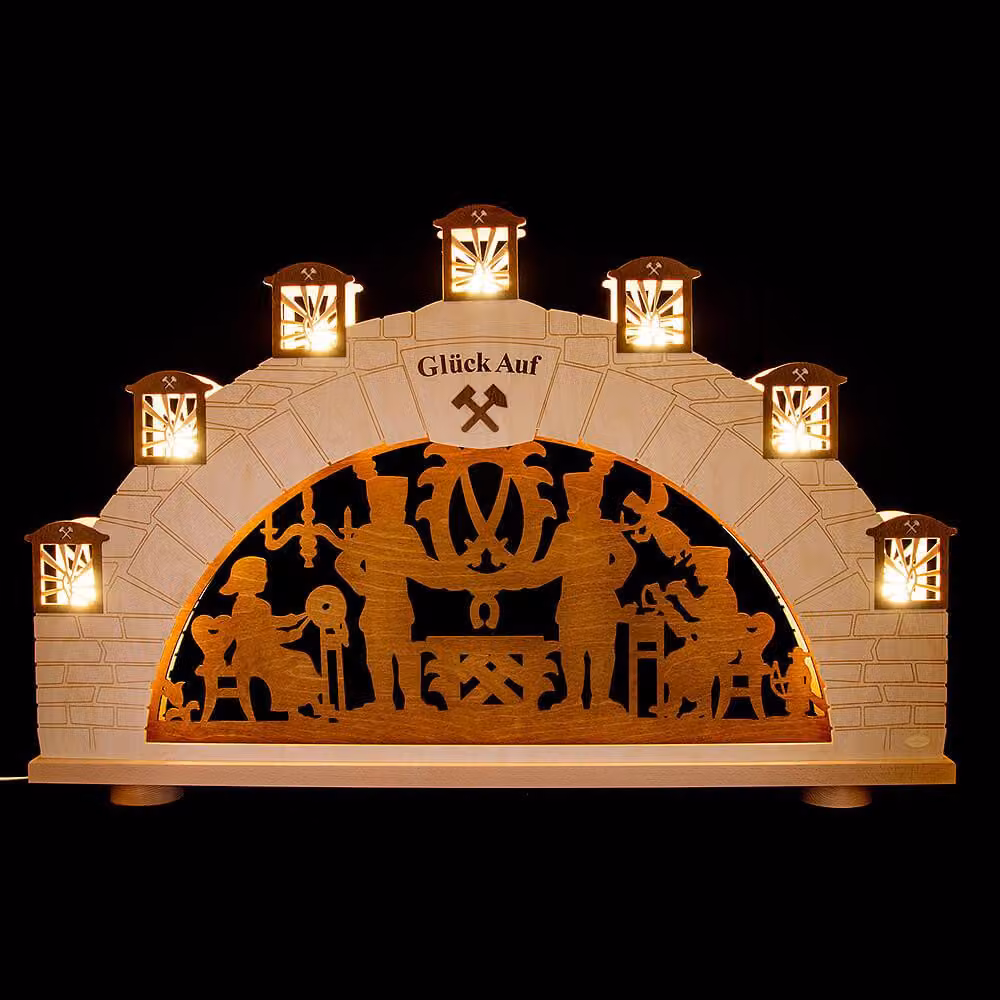 Arco a candela LED Erzgebirge Illuminazione LED naturale LxAxP 112x71x10cm NUOVO