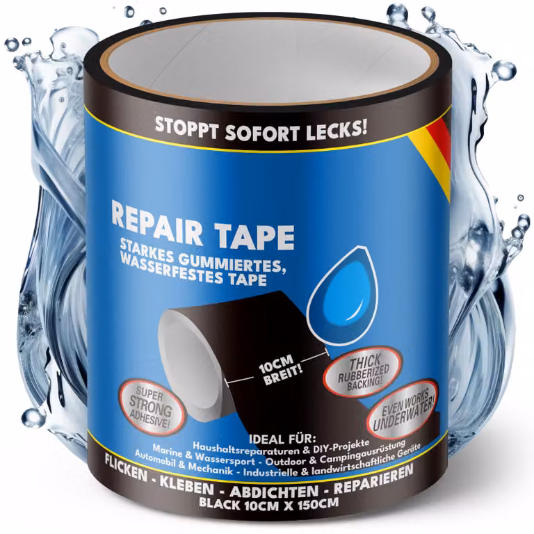ATG® Nastro riparatore per piscine, impermeabile, nero, 10x150 cm. Nastro autoadesivo per la riparazione di rivestimenti per piscine, PVC, fori, perdite e crepe, utilizzabile sott'acqua senza dover svuotare la piscina