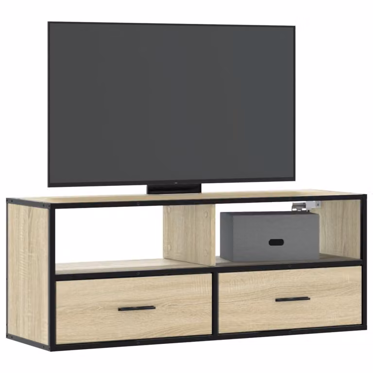 Mobile TV vidaXL in stile industriale in legno e metallo, colore marrone, L 100 cm x P 31 cm x H 39,5 cm