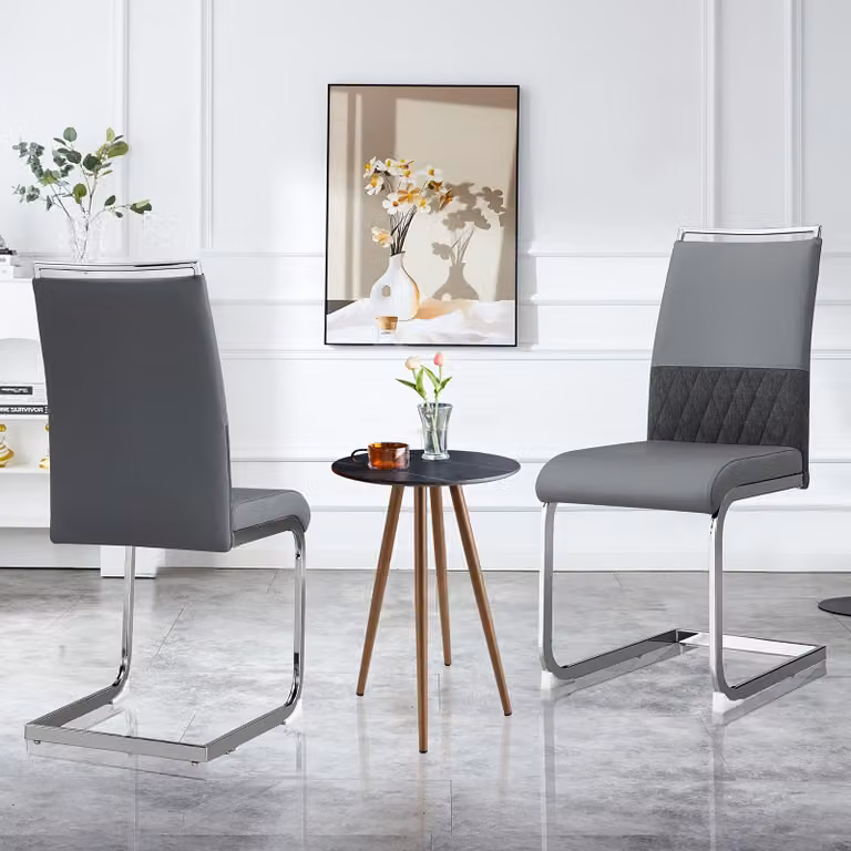 Set di due comode sedie da pranzo grigie, in stile moderno