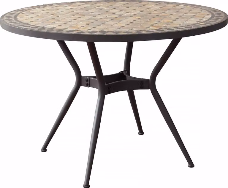 Milani Home - tavolo da giardino rotondo, Brais, piano mosaico, diametro 110 cm, antracite