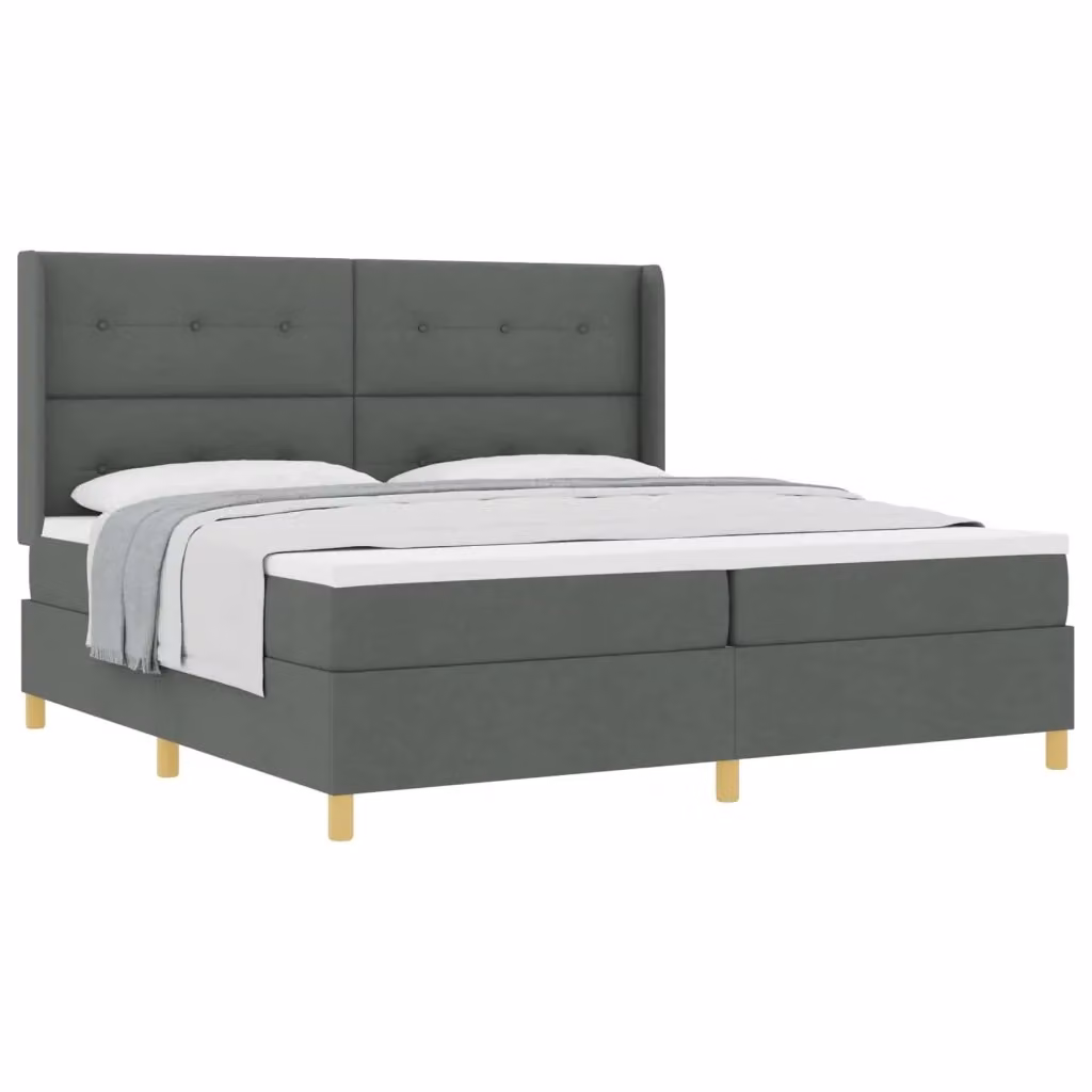 Letto a molle con testiera vidaXL in tessuto grigio e dettagli oro L/P: 200 x 200 cm – 2