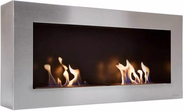 Biocamino Nisa BIOCAMINIONLINE in acciaio inossidabile color argento L: 90 cm, P: 43 cm, H: 20 cm