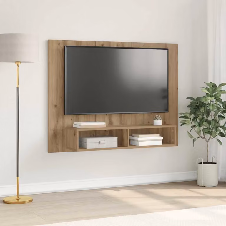 Set mobile TV vidaXL in stile rustico color rovere, L 120 x P 23,5 x H 90 cm
