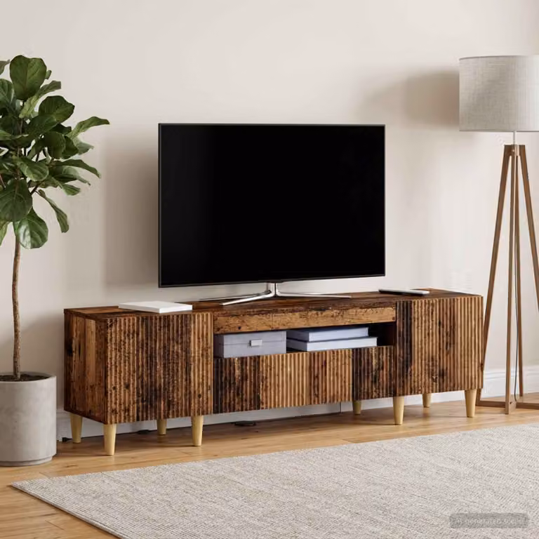 Mobile TV LED vidaXL ARNHEM in legno antico marrone L 153 x P 35 x H 43 cm