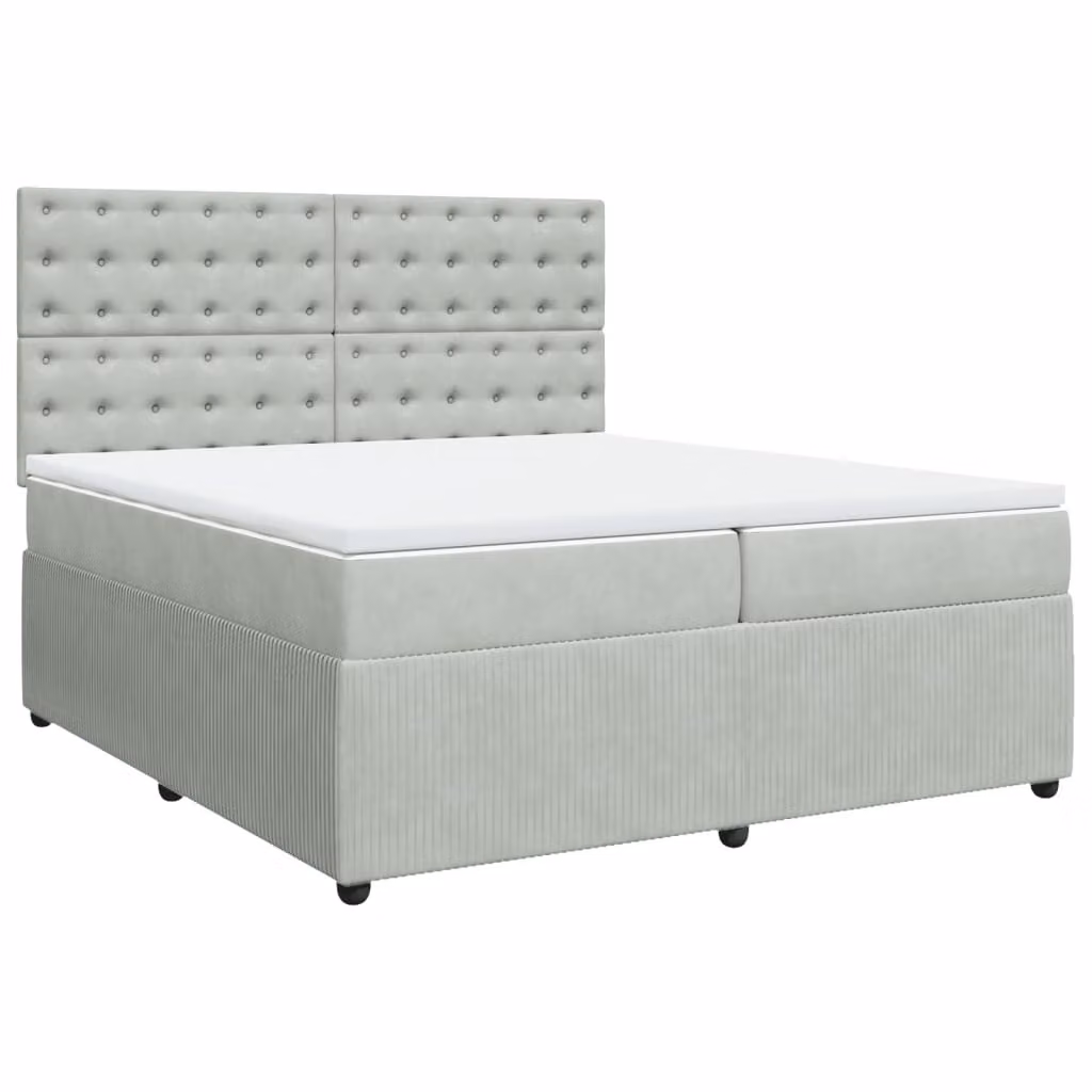 Giroletto a Molle con Materasso Grigio Chiaro 200x200cm Velluto