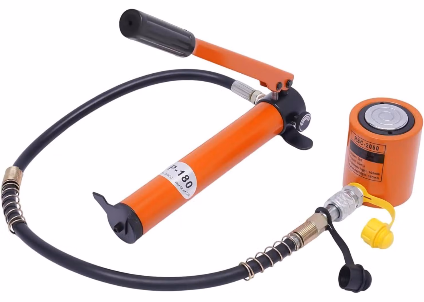 Cric idraulico a cilindro da 20 tonnellate - Pompa idraulica manuale - Capacità: 20 tonnellate - Materiale: acciaio