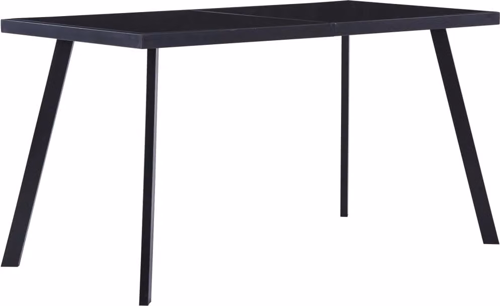 The Living Store Tavolo da pranzo nero 140 x 70 x 75 cm in vetro temperato