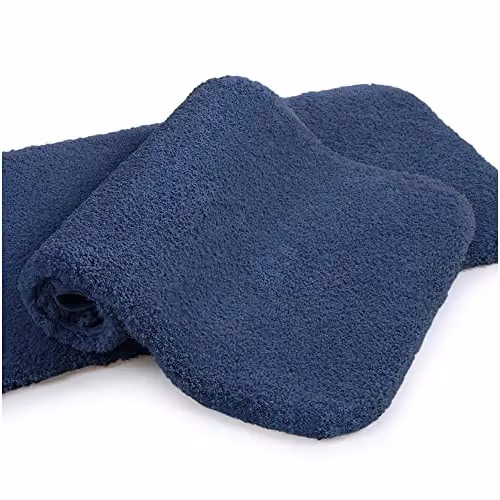 VANZAVANZU Set Tappeti Bagno 2 Pezzi Antiscivolo Tappetino da Bagno Assorbente Addensato Tappetini Bagno Ultra Morbido Bath Mat Soffice Microfibra Eleganti 50 x 80cm (Blu Navy)