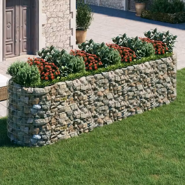 Gabbione con Letto Rialzato vidaXL in Acciaio Zincato Grigio L/P/H: 400 x 100 x 100 cm – 1