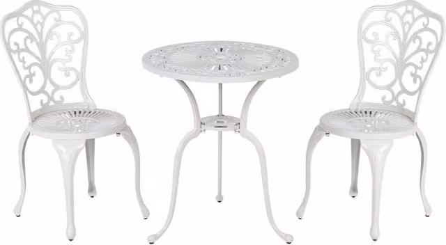 Set da giardino Beliani in alluminio stile vintage con tavolo rotondo e sedie, colore bianco