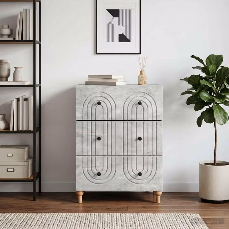 Carrello mobile con cassetti vidaXL in grigio cemento L 66 cm x P 34,5 cm x H 90 cm