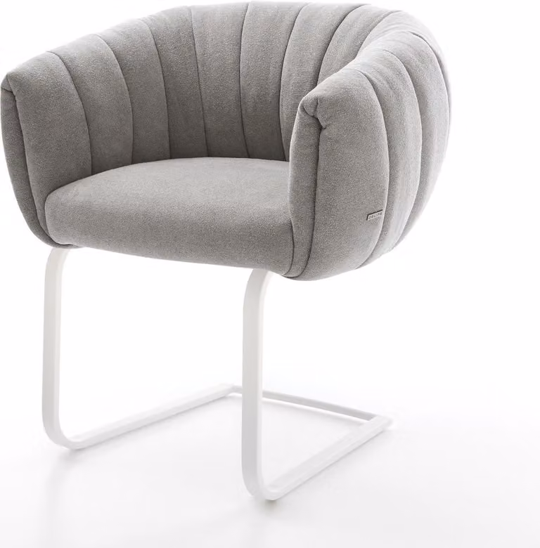 DELIFE Sedia a sbalzo Jada-Flex Tessuto strutturato Soft Grigio Sedia a sbalzo piatta Bianco Molle insacchettate