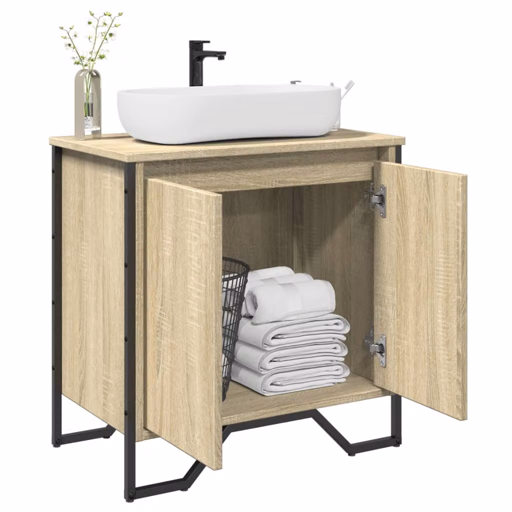 Mobile Lavabo da Bagno vidaXL in Rovere Sonoma, Colore Marrone, L: 60 cm, P: 35 cm, H: 60 cm