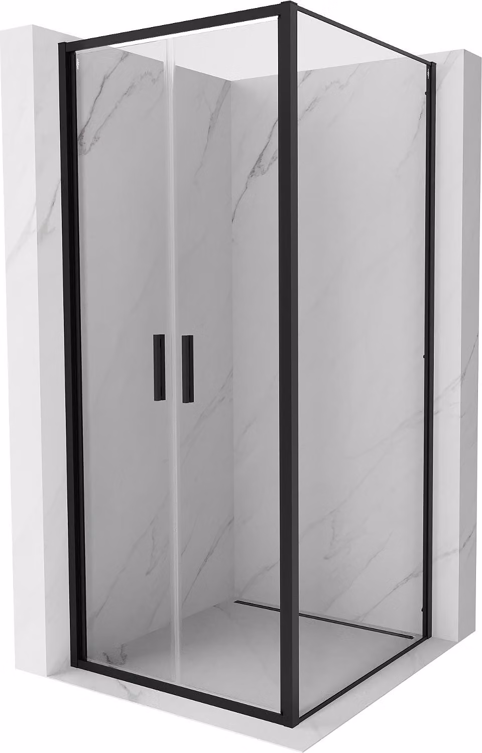 Mexen Exo cabina doccia con porta battente 100 x 100 cm, trasparente, nero - 814-100-100-70-00